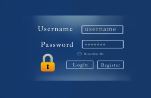 username and password login fields on a blue background