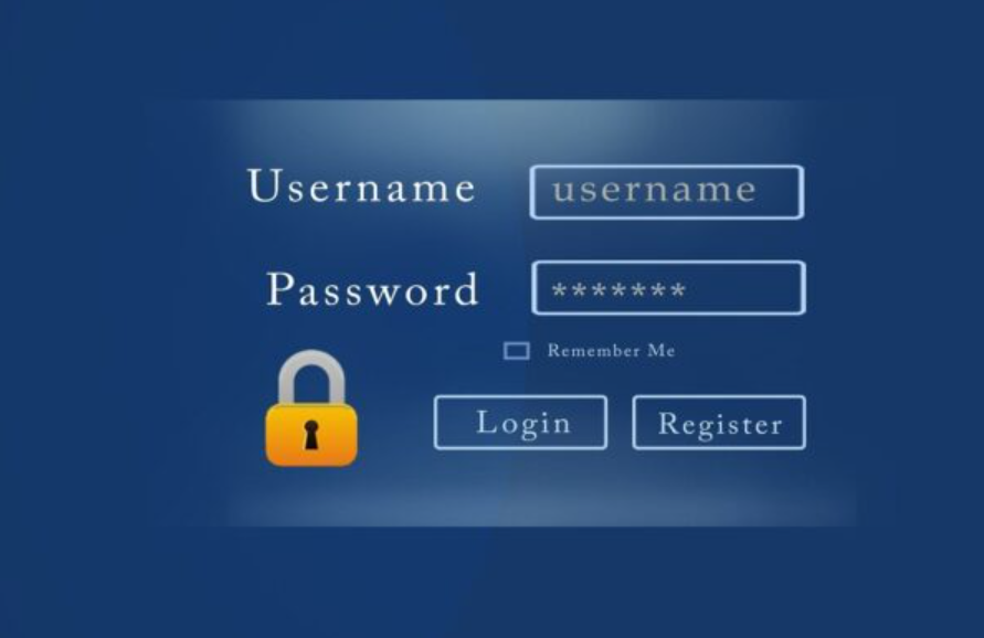 username and password login fields on a blue background